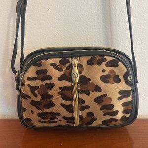 Valentina Leopard Leather Calf Hair Crossbody Bag